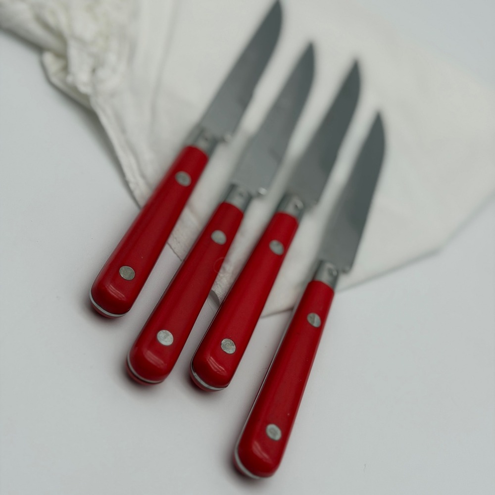 W.F. Mardi Gras Red Steak Knife Set of 4 Stainless Steel Serrated Korea Bistro